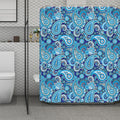Blue Paisley Pattern Print Polyester Shower Curtain