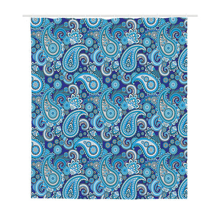 Blue Paisley Pattern Print Polyester Shower Curtain