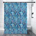 Blue Paisley Pattern Print Premium Shower Curtain