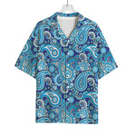 Blue Paisley Pattern Print Rayon Hawaiian Shirt