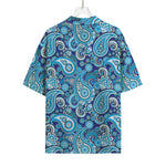 Blue Paisley Pattern Print Rayon Hawaiian Shirt