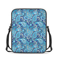 Blue Paisley Pattern Print Rectangular Crossbody Bag