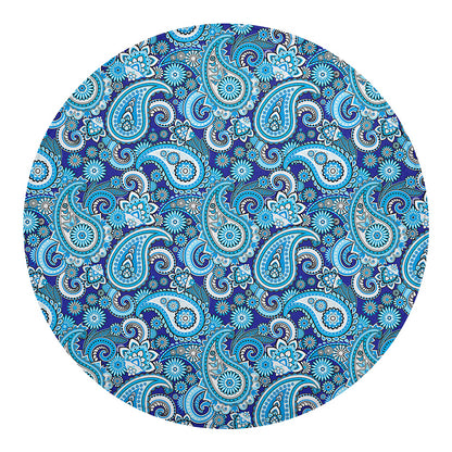 Blue Paisley Pattern Print Round Blanket