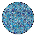 Blue Paisley Pattern Print Round Floor Mat