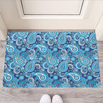 Blue Paisley Pattern Print Rubber Doormat