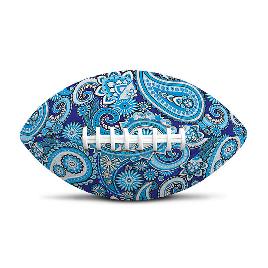Blue Paisley Pattern Print Rugby Ball