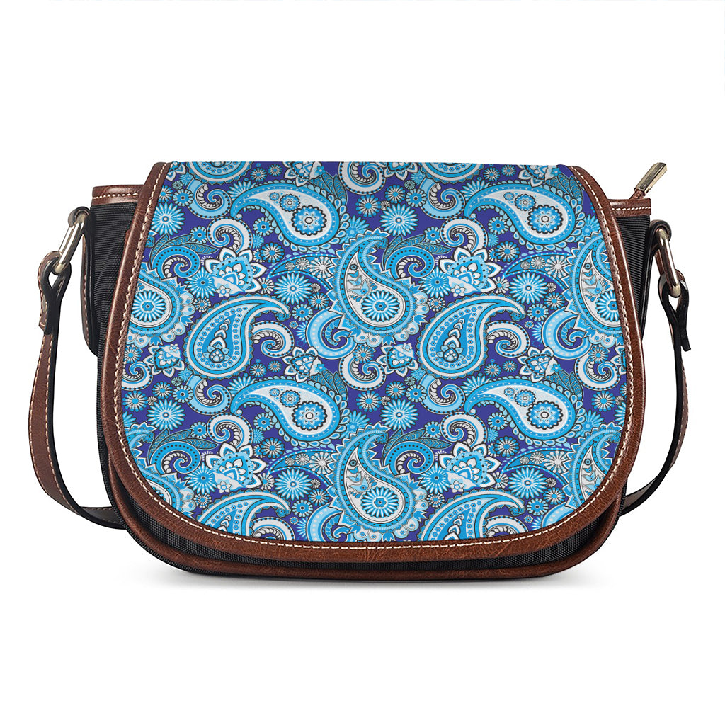 Blue Paisley Pattern Print Saddle Bag