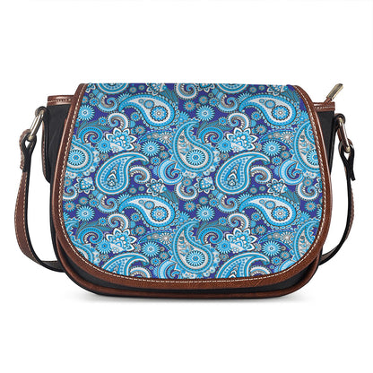 Blue Paisley Pattern Print Saddle Bag