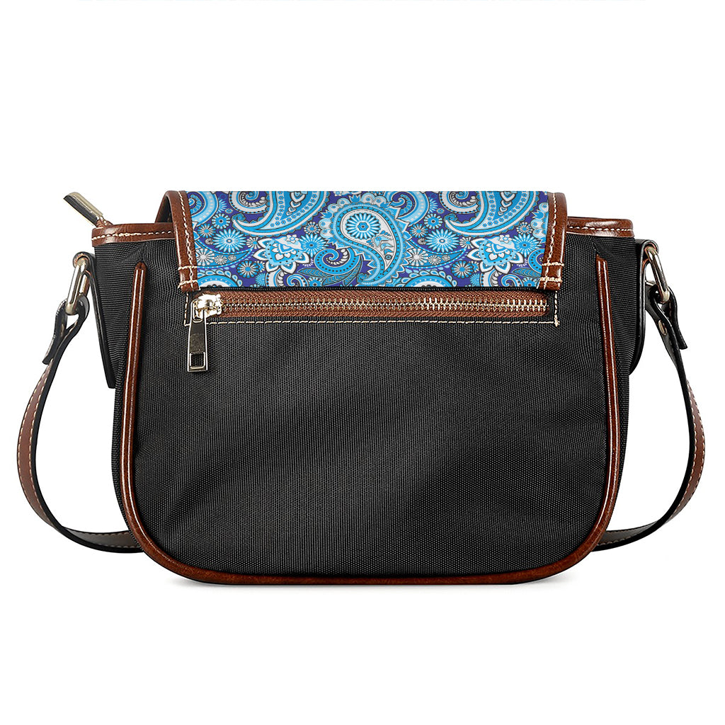 Blue Paisley Pattern Print Saddle Bag