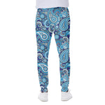 Blue Paisley Pattern Print Scuba Joggers