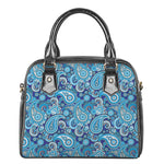 Blue Paisley Pattern Print Shoulder Handbag