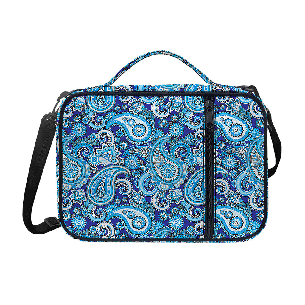 Blue Paisley Pattern Print Shoulder Strap Bible Bag