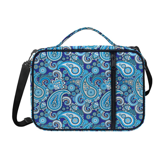 Blue Paisley Pattern Print Shoulder Strap Bible Bag