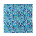 Blue Paisley Pattern Print Silk Bandana