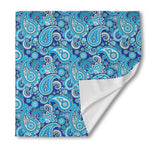 Blue Paisley Pattern Print Silk Bandana
