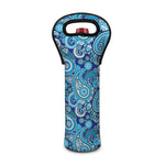 Blue Paisley Pattern Print Single Neoprene Wine Tote