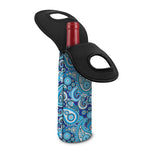 Blue Paisley Pattern Print Single Neoprene Wine Tote