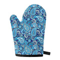 Blue Paisley Pattern Print Single Oven Mitt