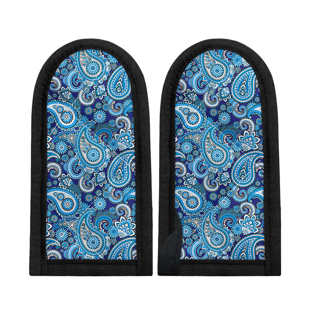 Blue Paisley Pattern Print Skillet Handle Cover