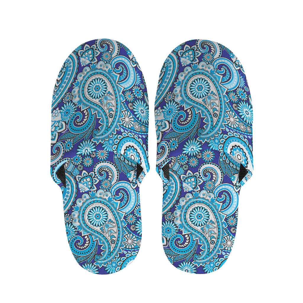 Blue Paisley Pattern Print Slippers