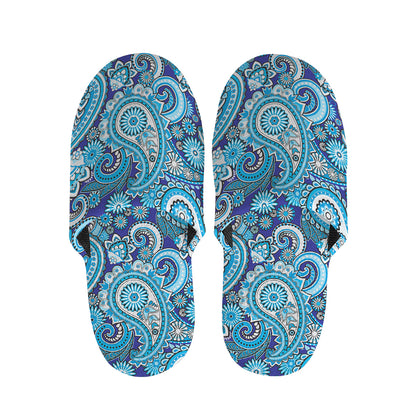 Blue Paisley Pattern Print Slippers