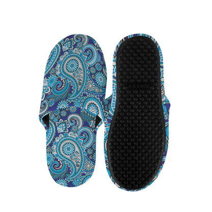 Blue Paisley Pattern Print Slippers