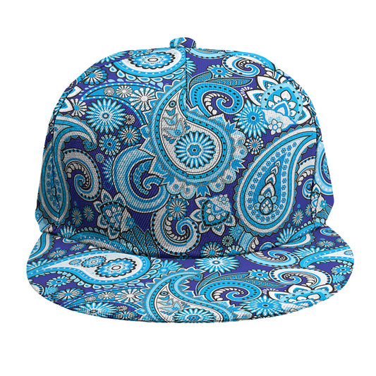 Blue Paisley Pattern Print Snapback Cap