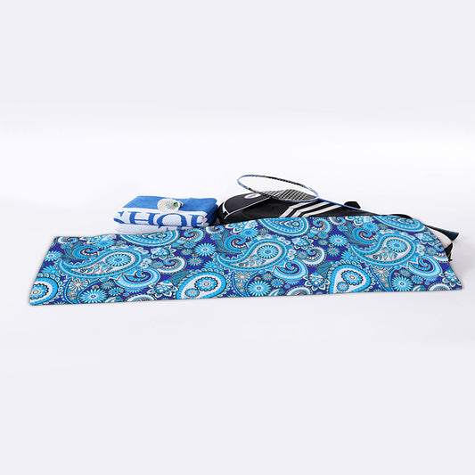 Blue Paisley Pattern Print Sports Towel
