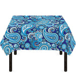 Blue Paisley Pattern Print Tablecloth
