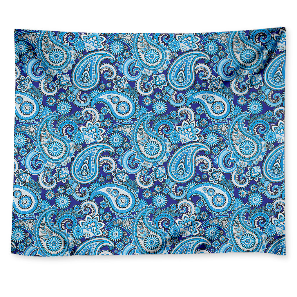 Blue Paisley Pattern Print Tapestry