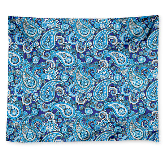 Blue Paisley Pattern Print Tapestry