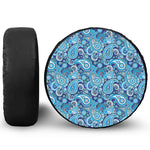 Blue Paisley Pattern Print Tire Cover