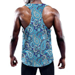 Blue Paisley Pattern Print Training Tank Top
