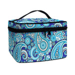 Blue Paisley Pattern Print Travel Makeup Bag