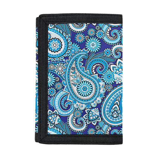 Blue Paisley Pattern Print Trifold Wallet