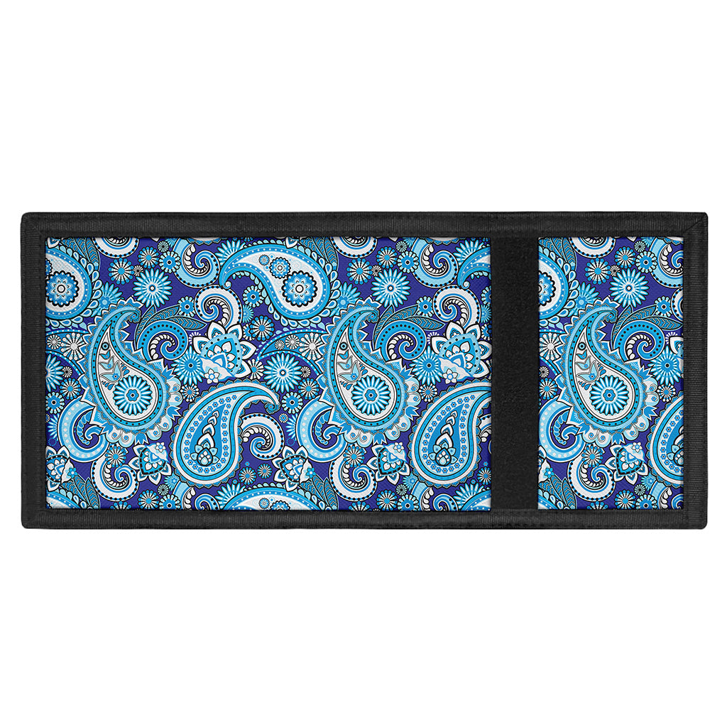 Blue Paisley Pattern Print Trifold Wallet