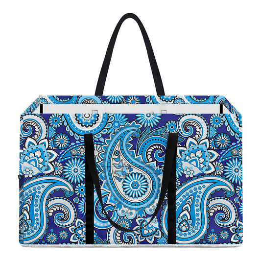 Blue Paisley Pattern Print Utility Tote Bag