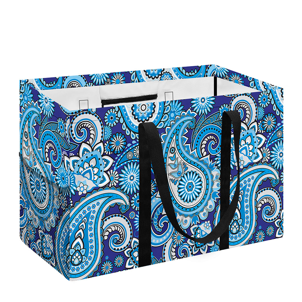 Blue Paisley Pattern Print Utility Tote Bag