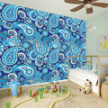 Blue Paisley Pattern Print Wall Sticker