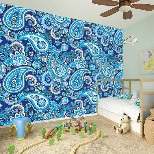 Blue Paisley Pattern Print Wall Sticker