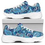 Blue Paisley Pattern Print White Chunky Shoes