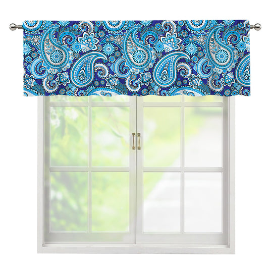 Blue Paisley Pattern Print Window Valance