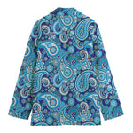 Blue Paisley Pattern Print Women's Blazer