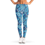 Blue Paisley Pattern Print Women's Leggings