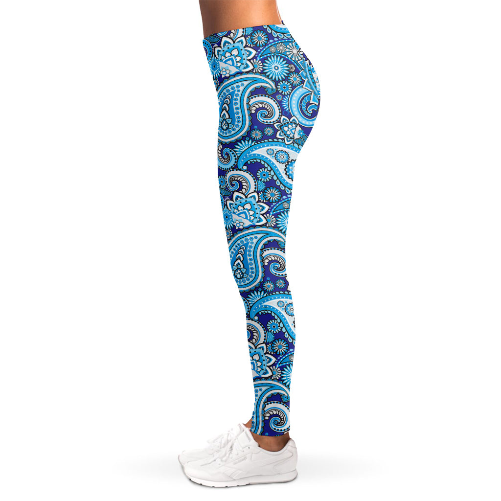 Blue Paisley Pattern Print Women's Leggings