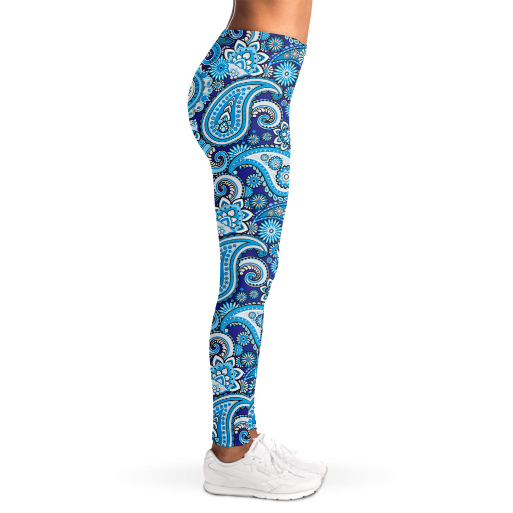 Blue Paisley Pattern Print Women's Leggings