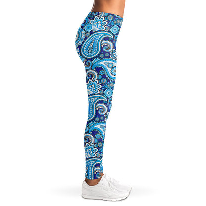 Blue Paisley Pattern Print Women's Leggings