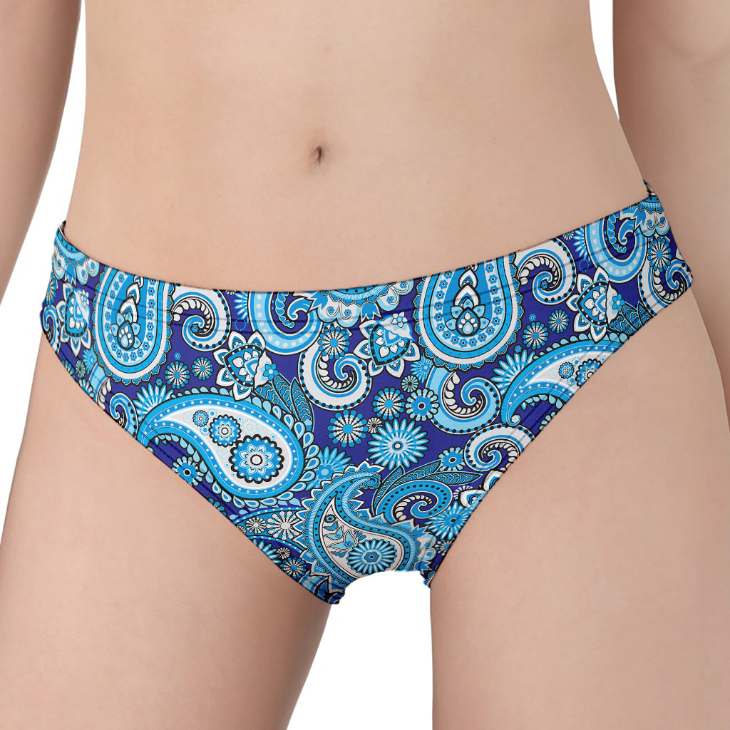 Blue Paisley Pattern Print Women's Panties