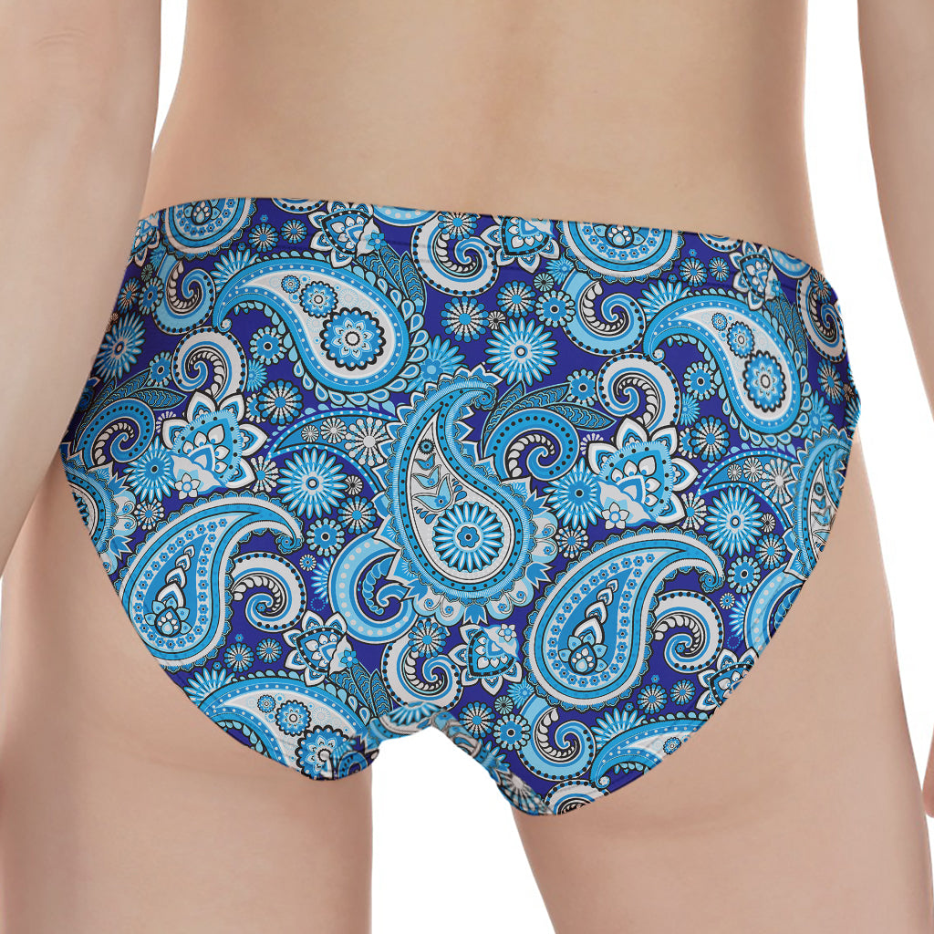 Blue Paisley Pattern Print Women's Panties