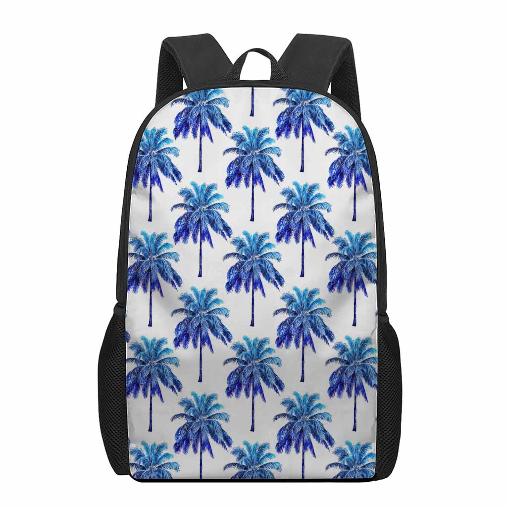 Blue Palm Tree Pattern Print 17 Inch Backpack